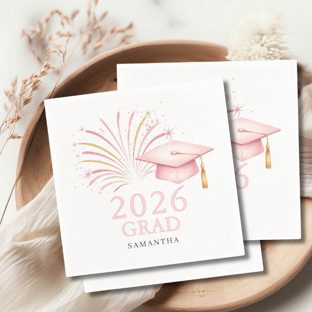 Serviette En Papier Or rose moderne 2026 diplômé  (Créateur téléchargé)