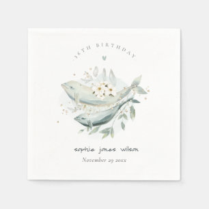 Serviette En Papier Or turquoise Poisson Floral sous-marin Tout âge An