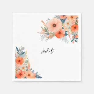 Serviette En Papier Orange Années 70 80 90 Rose Coloré Baby Shower Mar