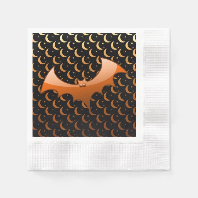 Serviette En Papier Orange Bat Quartier Lunes Luncheon Napkins (Devant)