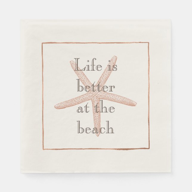 Serviette En Papier Orange Beach Starfish (Devant)