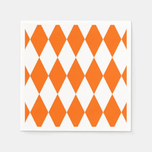 Serviette En Papier Orange blanc Arlequin Diamants Checkers Design