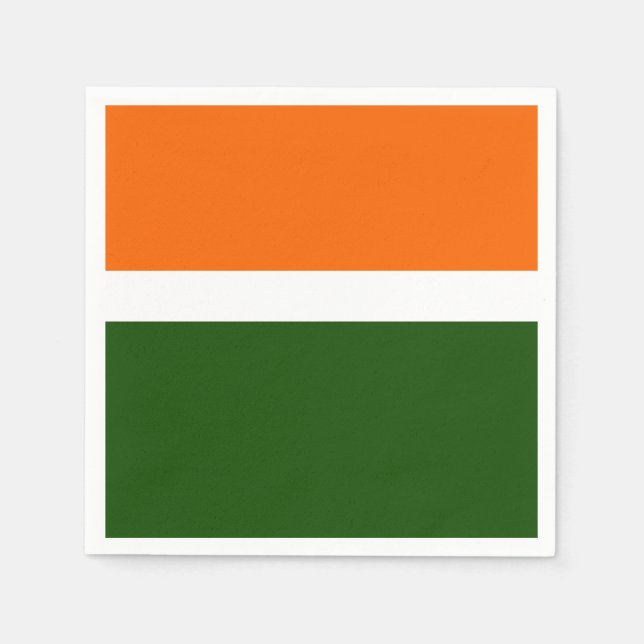 Serviette En Papier Orange Blanc Vert Plat Couleur Bloc Design (Devant)