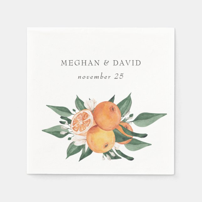 Serviette En Papier Orange Blossoms Citrus Botanical Wedding (Devant)