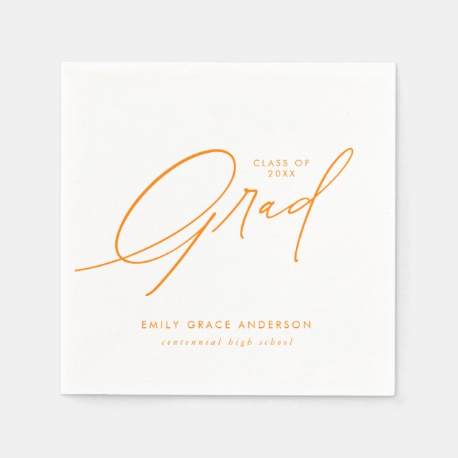 Serviette En Papier Orange Calligraphie Élégante Script Diplôme (Devant)