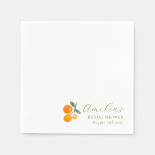 Serviette En Papier Orange Citrus Aquarelle Bridal Brunch Personnalisé