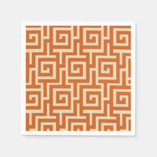Serviette En Papier Orange clé grecque