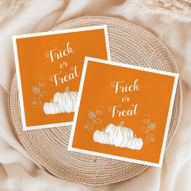 Serviette En Papier Orange Cute Citrouille Trick Ou Traiter Halloween (Orange Cute Pumpkin Trick Or Treat Halloween Napkins)