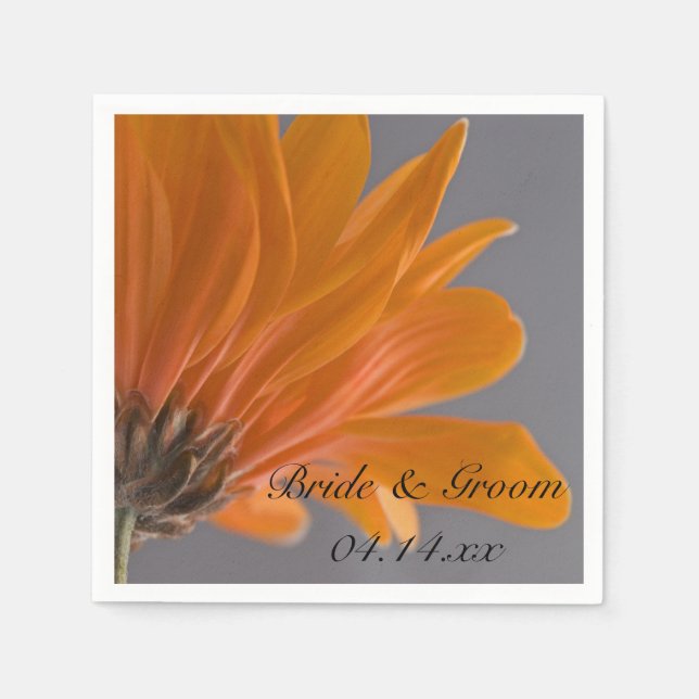 Serviette En Papier Orange Daisy sur Mariage gris (Devant)