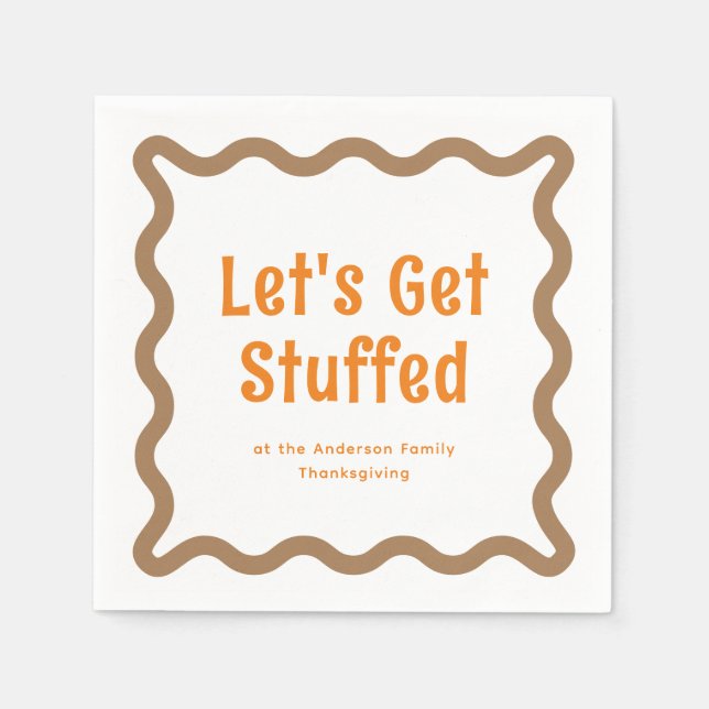 Serviette En Papier Orange et Brown Soyons farcis Carré Wavy (Devant)