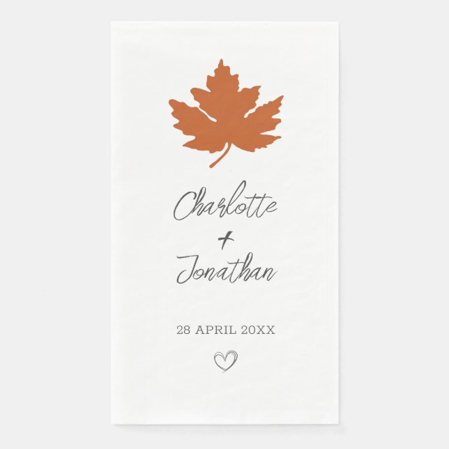 Serviette en papier Orange Feuille de Maple Automn (Devant)