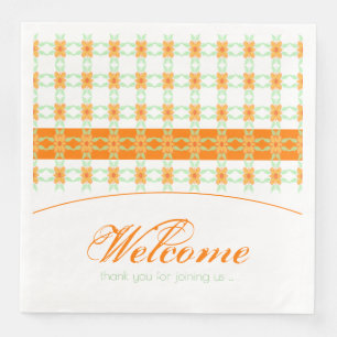 Serviette En Papier Orange Floral Grand
