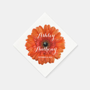 Serviette En Papier Orange Gerbera Gerber Daisy Mariage personnalisé