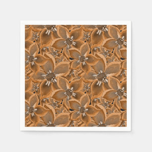 Serviette En Papier Orange, gray watercolor flowers.