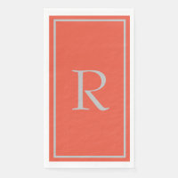 Orange Gris Monogramme Initiales Nom Personnalisé 