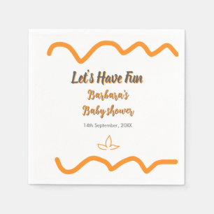 Serviette En Papier Orange gris rétro baby shower espagnol boho modern