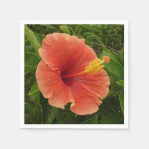 Serviette En Papier Orange Hibiscus Fleur Tropical Floral