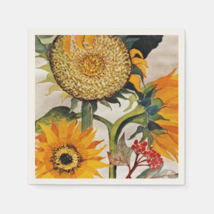 Serviette En Papier Orange Jaune Graine Tournesol Art