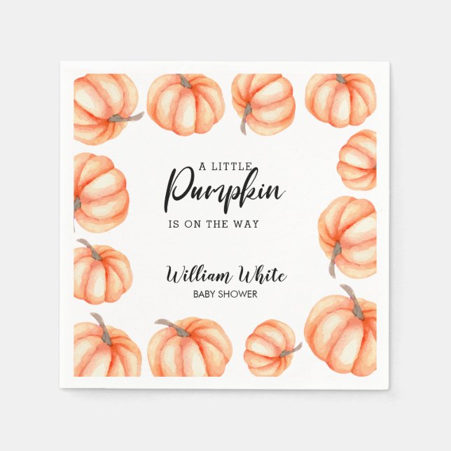 Serviette En Papier Orange Little Citrouille Halloween Baby shower d'a (Devant)