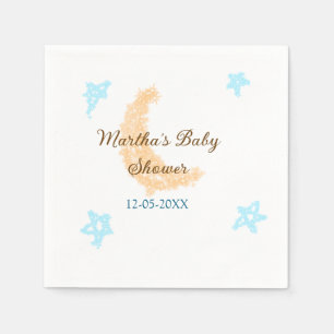 Serviette En Papier Orange lune bleu étoiles parties scintillant baby