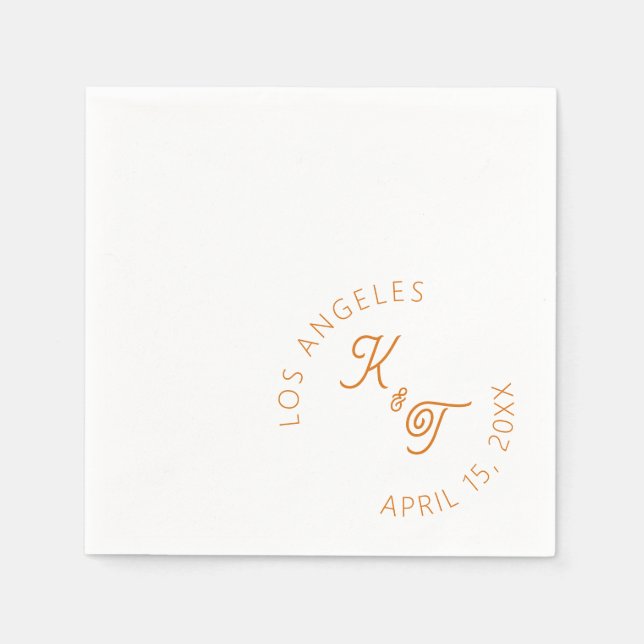 Serviette En Papier orange Mariage Cocktail Napkin (Devant)