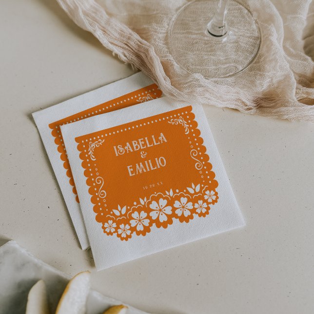 Serviette En Papier Orange | Mariage mexicain Papel Picado (Créateur téléchargé)
