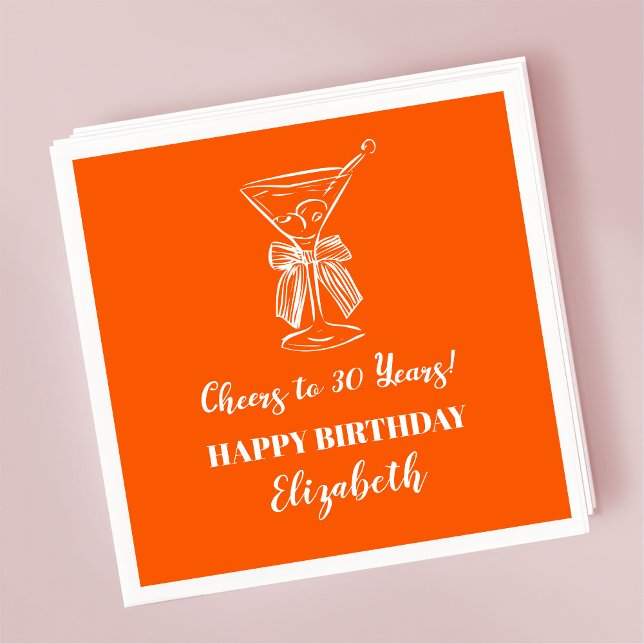 Serviette En Papier Orange moderne Cheers à 30 ans Anniversaire Napkin (Créateur téléchargé)