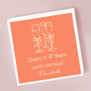 Serviette En Papier Orange moderne Cheers à 30 ans Anniversaire servie