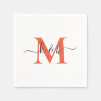 Orange Monogram Swash Script Cocktail blanc