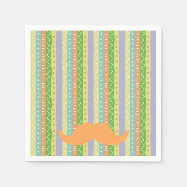 Serviette En Papier Orange Mustache Fiesta Vert Jaune Fun Señor (Devant)