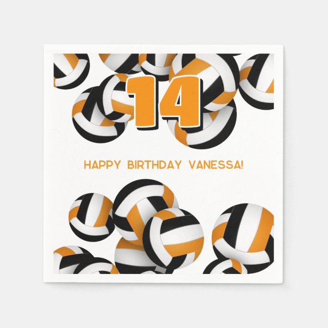 Serviette En Papier orange noir équipe couleurs volley-ball enfants sp (Devant)