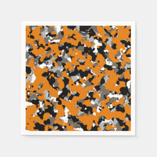 Serviette En Papier Orange Noir Gris Beige Camouflage Camo Imprimé Par