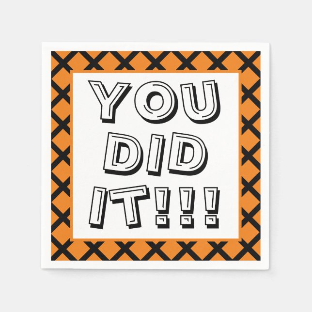 Serviette En Papier Orange & Noir Vous L'Avez Fait Graduation (Devant)