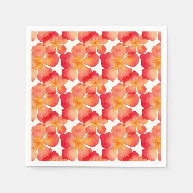 Serviette En Papier Orange Oleander motif floral (Devant)