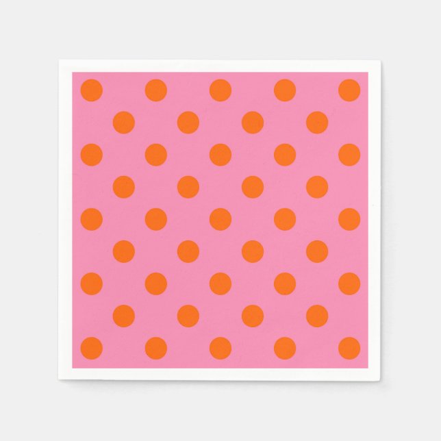 Serviette En Papier Orange On Rose Pois Design Motif (Devant)