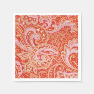 Serviette En Papier Orange Paisley