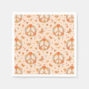Serviette En Papier Orange Peace Floral