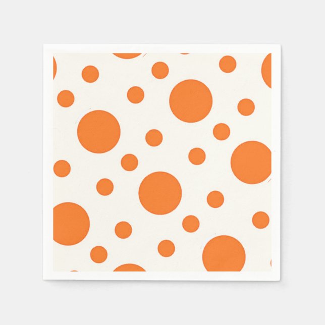 Serviette En Papier Orange Polka Dot Retro Design Papier Nakin (Devant)