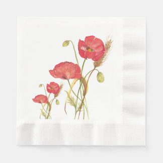 Serviette En Papier Orange Poppies Cocktail Napkin