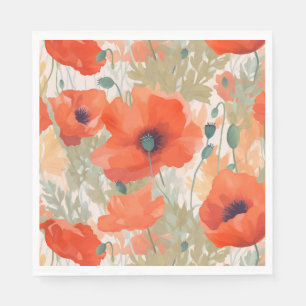 Serviette En Papier Orange Poppy Meadow
