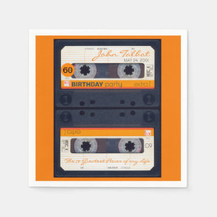 Serviette En Papier Orange Retro Audiotape 50e anniversaire Fête PPN