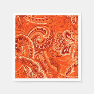 Serviette En Papier Orange Retro Paisley Bandanna/Bandana