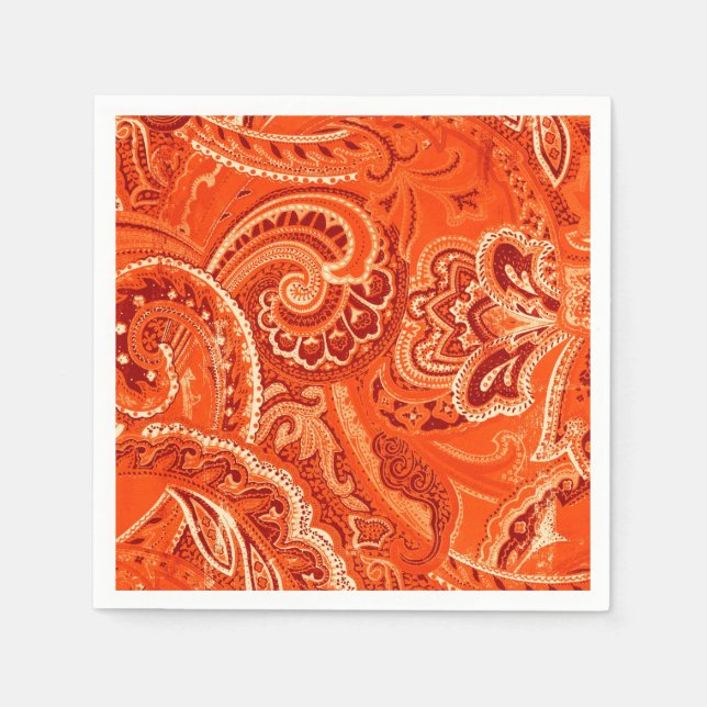 Serviette En Papier Orange Retro Paisley Bandanna/Bandana (Devant)