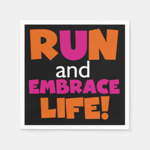 Serviette En Papier Orange Rose Texte Fitness Runner Marathon