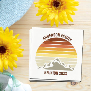 Serviette En Papier Orange Sunset Mountain Custom Family Reunion Party