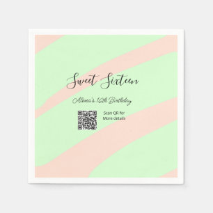 Serviette En Papier Orange vert pastel QR Sweet sixteen anniversaire
