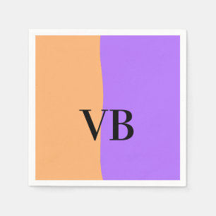 Serviette En Papier Orange violet uni ajouter nom lettre monogramme te