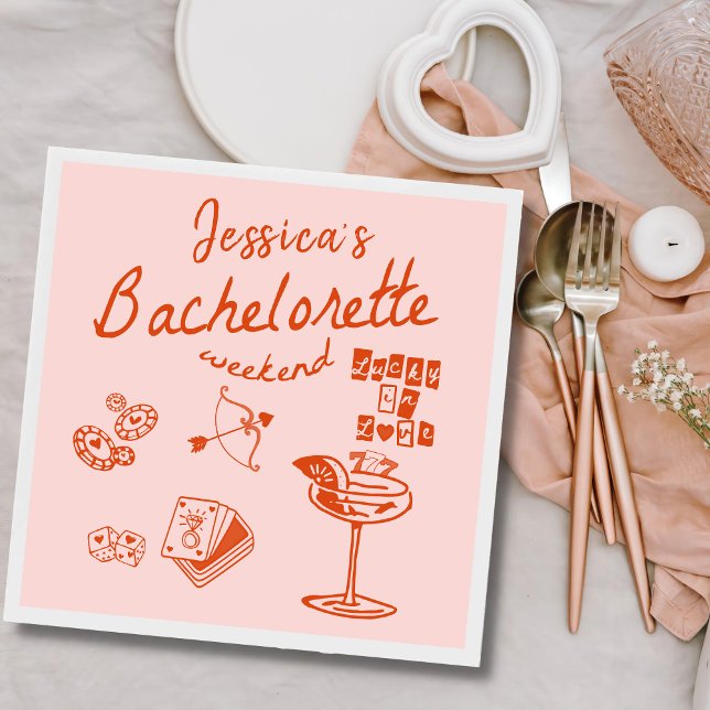 Serviette En Papier Orange Whimsical Cocktail Bachelorette Party (Créateur téléchargé)