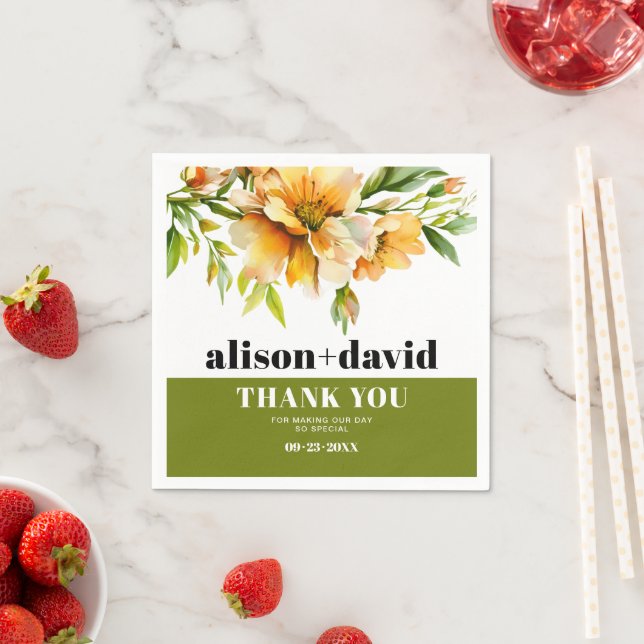 Serviette En Papier Orange yellow rhododendron flowers fall wedding (En situation)