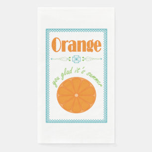 Serviette En Papier Orange You Glad C'est l'été avec la frontière bleu
